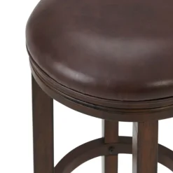 Bar Stools & Counter Height Stools-Kirkland's Home Faux Leather And Wood Bar Stool Brown