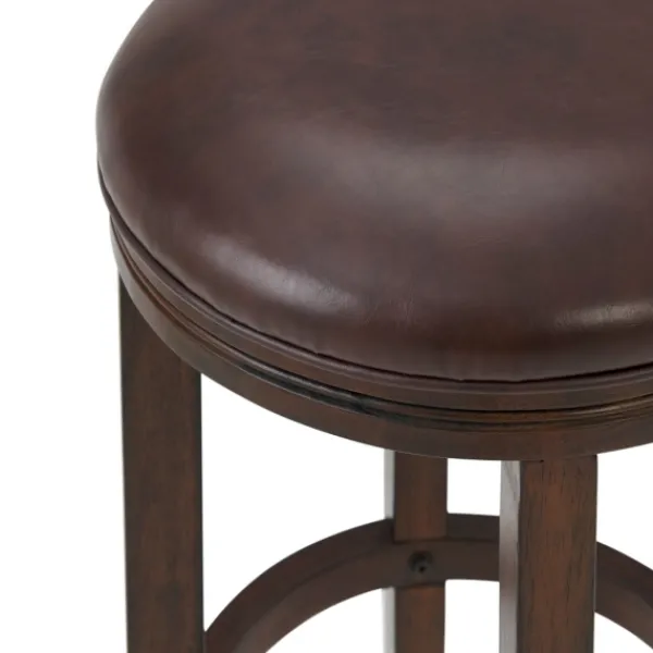Bar Stools & Counter Height Stools-Kirkland's Home Faux Leather And Wood Bar Stool Brown