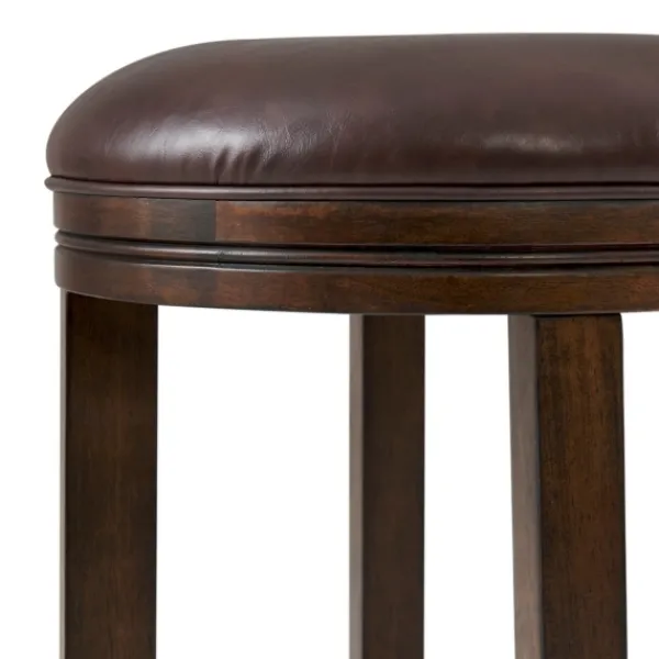 Bar Stools & Counter Height Stools-Kirkland's Home Faux Leather And Wood Bar Stool Brown