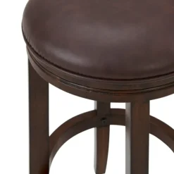 Bar Stools & Counter Height Stools-Kirkland's Home Faux Leather And Wood Counter Stool Brown
