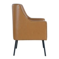 Accent Chairs-Kirkland's Home Faux Leather Black Legs Accent Chair Brown