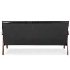 Sofas & Loveseats-Kirkland's Home Faux Leather Channel Sofa, 63 In. Black