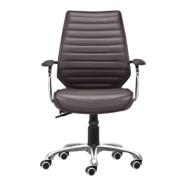 Office Furniture-Kirkland's Home Faux Leather Channeled Office Chair Brown