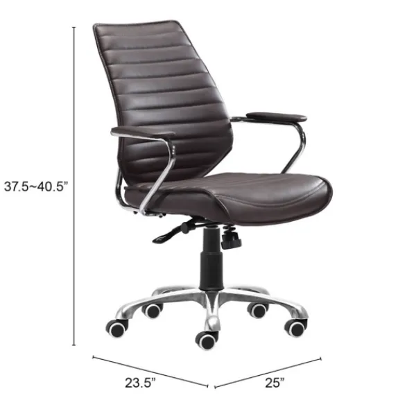 Office Furniture-Kirkland's Home Faux Leather Channeled Office Chair Brown