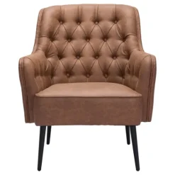Accent Chairs-Kirkland's Home Faux Leather Classic Accent Chair Brown