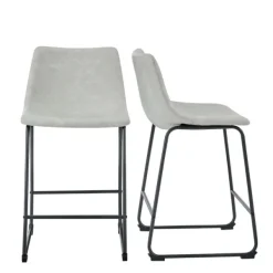 Bar Stools & Counter Height Stools-Kirkland's Home Faux Leather Counter Stools, Set Of 2 Gray