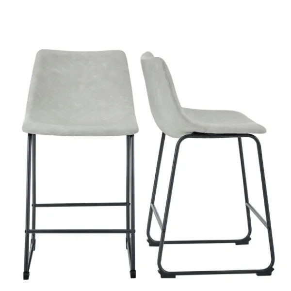 Bar Stools & Counter Height Stools-Kirkland's Home Faux Leather Counter Stools, Set Of 2 Gray