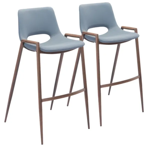 Bar Stools & Counter Height Stools-Kirkland's Home Faux Leather Cutout Bar Stools, Set Of 2 Blue