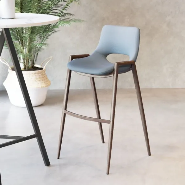 Bar Stools & Counter Height Stools-Kirkland's Home Faux Leather Cutout Bar Stools, Set Of 2 Blue