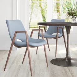 Dining Chairs-Kirkland's Home Faux Leather Cutout Dining Chairs, Set Of 2 Blue