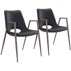 Dining Chairs-Kirkland's Home Faux Leather Cutout Dining Chairs, Set Of 2 Black