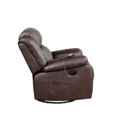 Accent Chairs-Kirkland's Home Faux Leather Heated Massage Recliner Brown