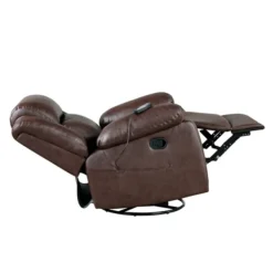Accent Chairs-Kirkland's Home Faux Leather Heated Massage Recliner Brown