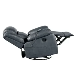 Accent Chairs-Kirkland's Home Faux Leather Heated Massage Recliner Gray