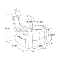 Accent Chairs-Kirkland's Home Faux Leather Heated Massage Recliner Gray