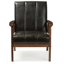 Accent Chairs-Kirkland's Home Faux Leather Kegan Accent Chair Black