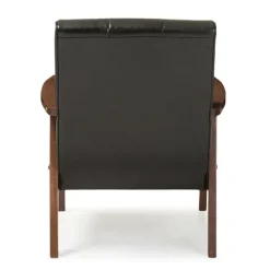Accent Chairs-Kirkland's Home Faux Leather Kegan Accent Chair Black