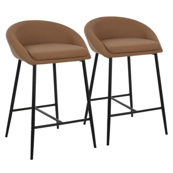 Bar Stools & Counter Height Stools-Kirkland's Home Faux Leather Low Counter Stools, Set Of 2 Brown