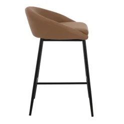 Bar Stools & Counter Height Stools-Kirkland's Home Faux Leather Low Counter Stools, Set Of 2 Brown