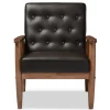 Accent Chairs-Kirkland's Home Faux Leather Mid-Century Modern Accent Chair Brown