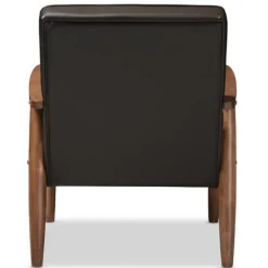 Accent Chairs-Kirkland's Home Faux Leather Mid-Century Modern Accent Chair Brown