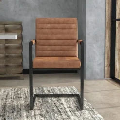 Accent Chairs-Kirkland's Home Faux Leather Modern Accent Chairs, Set Of 2 Brown