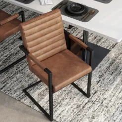 Accent Chairs-Kirkland's Home Faux Leather Modern Accent Chairs, Set Of 2 Brown