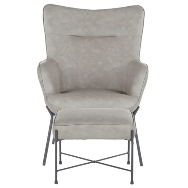 Accent Chairs-Kirkland's Home Faux Leather 2-Pc. Chair And Ottoman Set Gray