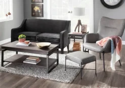 Accent Chairs-Kirkland's Home Faux Leather 2-Pc. Chair And Ottoman Set Gray