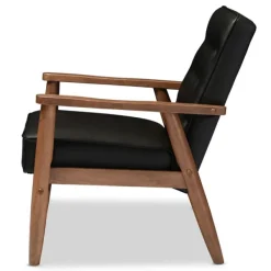 Accent Chairs-Kirkland's Home Faux Leather Sawyer Accent Chair Black