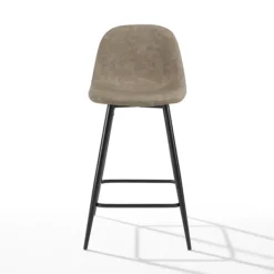 Bar Stools & Counter Height Stools-Kirkland's Home Faux Leather Slope Counter Stools, Set Of 2 Brown