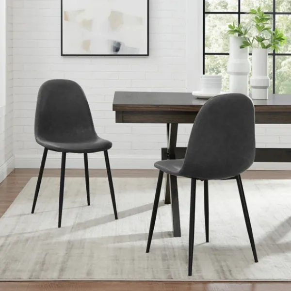 Dining Chairs-Kirkland's Home Faux Leather Slope Dining Chairs, Set Of 2 Black