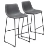 Bar Stools & Counter Height Stools-Kirkland's Home Faux Leather Sloped Bar Stools, Set Of 2 Gray