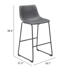 Bar Stools & Counter Height Stools-Kirkland's Home Faux Leather Sloped Bar Stools, Set Of 2 Gray