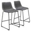 Bar Stools & Counter Height Stools-Kirkland's Home Faux Leather Sloped Counter Stools, Set Of 2 Gray