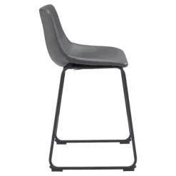 Bar Stools & Counter Height Stools-Kirkland's Home Faux Leather Sloped Counter Stools, Set Of 2 Gray