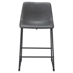 Bar Stools & Counter Height Stools-Kirkland's Home Faux Leather Sloped Counter Stools, Set Of 2 Gray