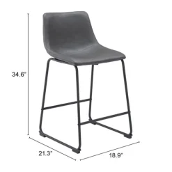Bar Stools & Counter Height Stools-Kirkland's Home Faux Leather Sloped Counter Stools, Set Of 2 Gray