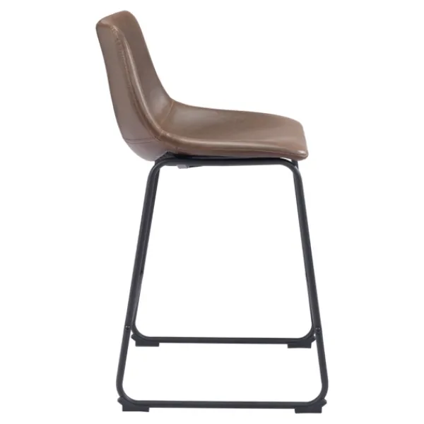 Bar Stools & Counter Height Stools-Kirkland's Home Faux Leather Sloped 2-Pc. Counter Stool Set Brown
