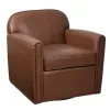 Accent Chairs-Kirkland's Home Faux Leather Swivel Club Chair Brown