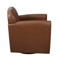 Accent Chairs-Kirkland's Home Faux Leather Swivel Club Chair Brown