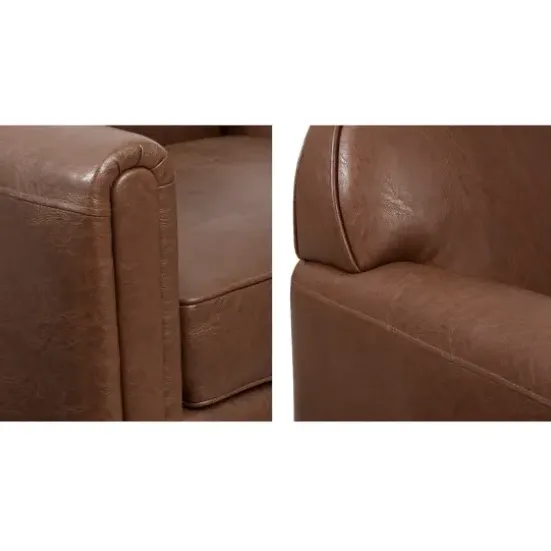 Accent Chairs-Kirkland's Home Faux Leather Swivel Club Chair Brown