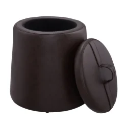 Benches & Ottomans-Kirkland's Home Faux Leather Top Handle Storage Ottoman Brown
