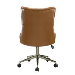 Office Furniture-Kirkland's Home Faux Leather Tufted Back Office Chair Brown