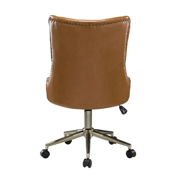 Office Furniture-Kirkland's Home Faux Leather Tufted Back Office Chair Brown
