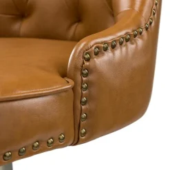 Office Furniture-Kirkland's Home Faux Leather Tufted Back Office Chair Brown