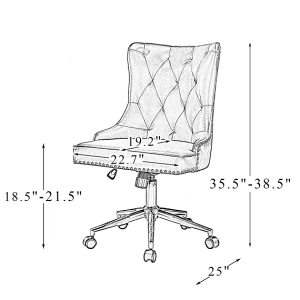 Office Furniture-Kirkland's Home Faux Leather Tufted Back Office Chair Brown