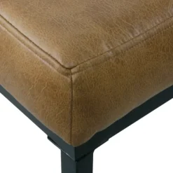 Benches & Ottomans-Kirkland's Home Faux Leather Tufted Button Bench Brown