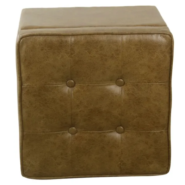 Benches & Ottomans-Kirkland's Home Faux Leather Tufted Storage Ottoman Brown