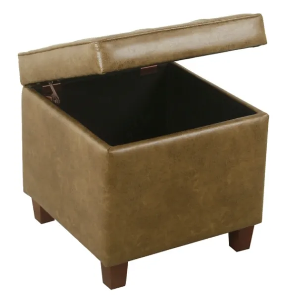Benches & Ottomans-Kirkland's Home Faux Leather Tufted Storage Ottoman Brown